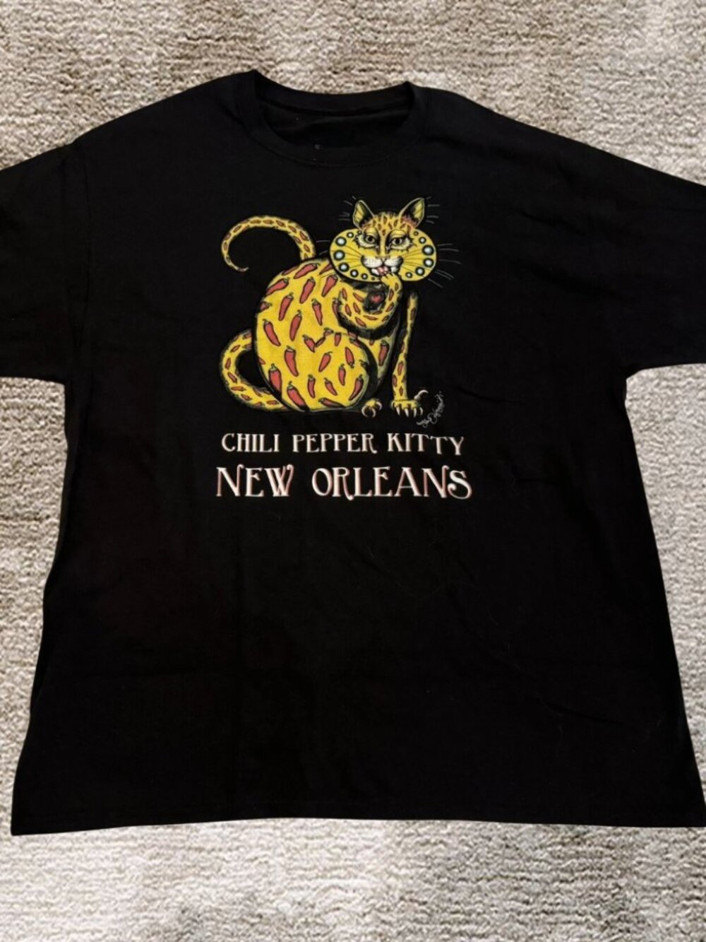 Chili Pepper Kitty New Orleans Jamie Hayes Art Cat Feline T-Shirt